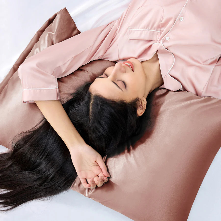 Solid Satin Silk Pillowcase 2 Pack - Rose Cloud