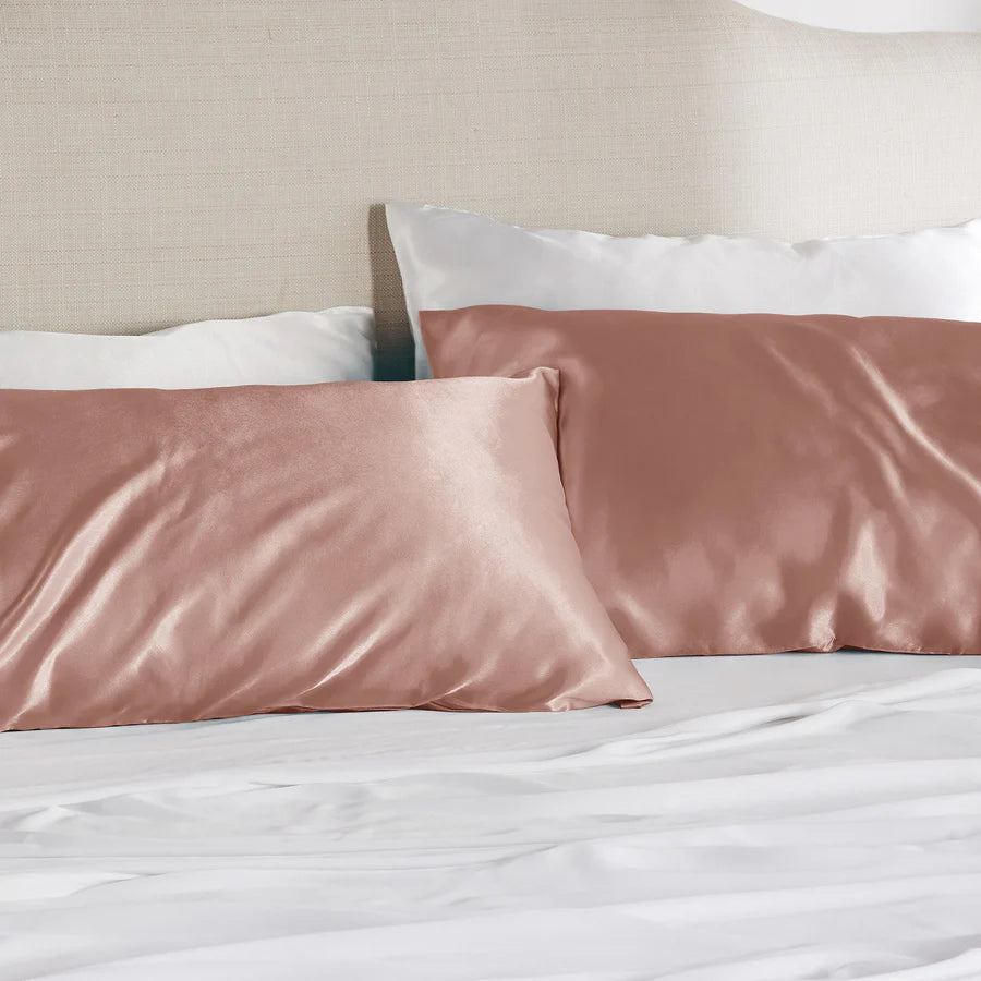 Solid Satin Silk Pillowcase 2 Pack - Rose Cloud