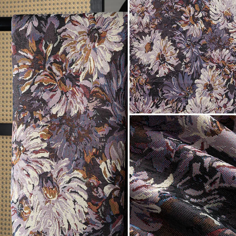 Floral Oil Painting Chenille Jacquard Upholstery Fabric | Custom Sofa