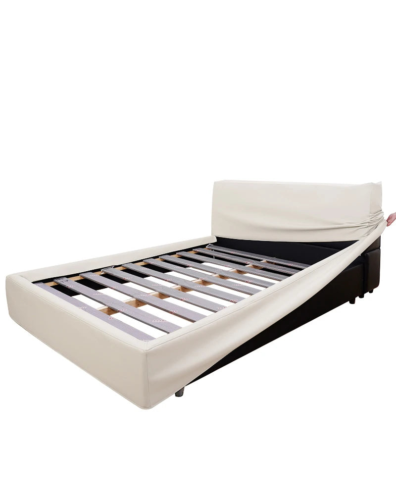 Lit plateforme rembourré + housse de tête de lit | Anthracite classique 