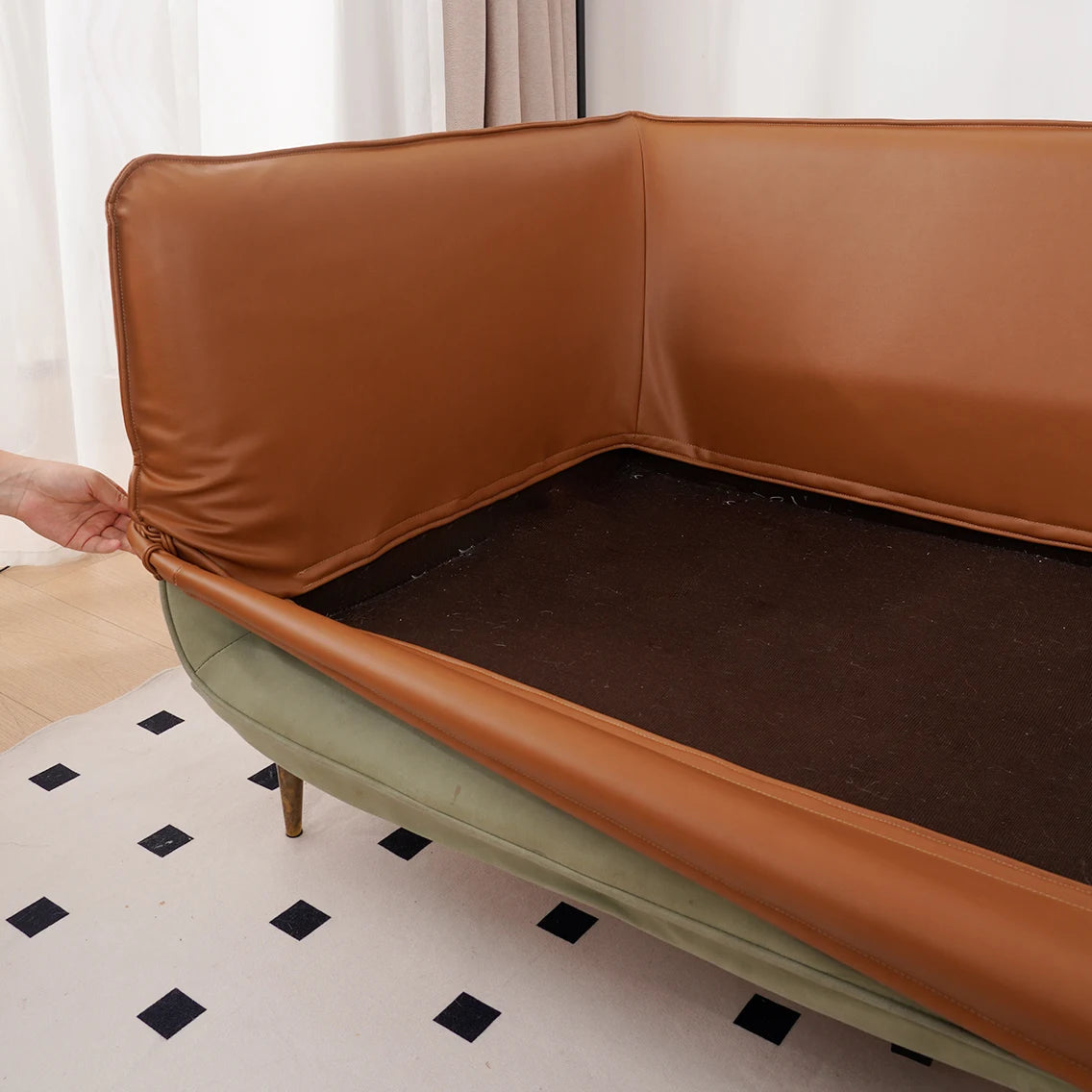 Custom Individual Cushion Sofa Slipcover | Terravia - Mocha Bark