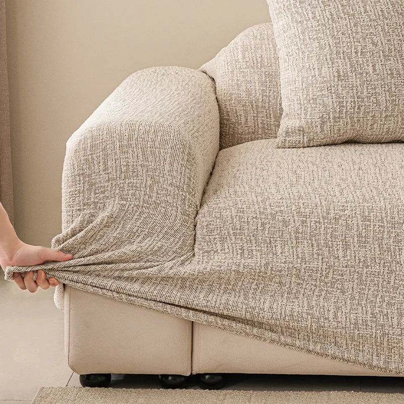 Chenille Solid Woven Stretch Sofa Cover - Khaki