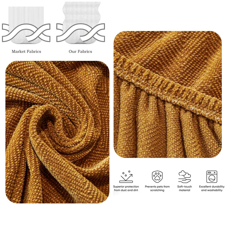 Chenille Solid Woven Stretch Sofa Cover - Caramel