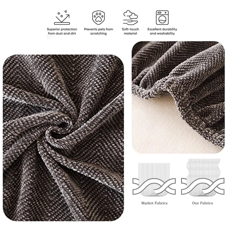 Chenille Solid Woven Stretch Sofa Cover - Dark Grey