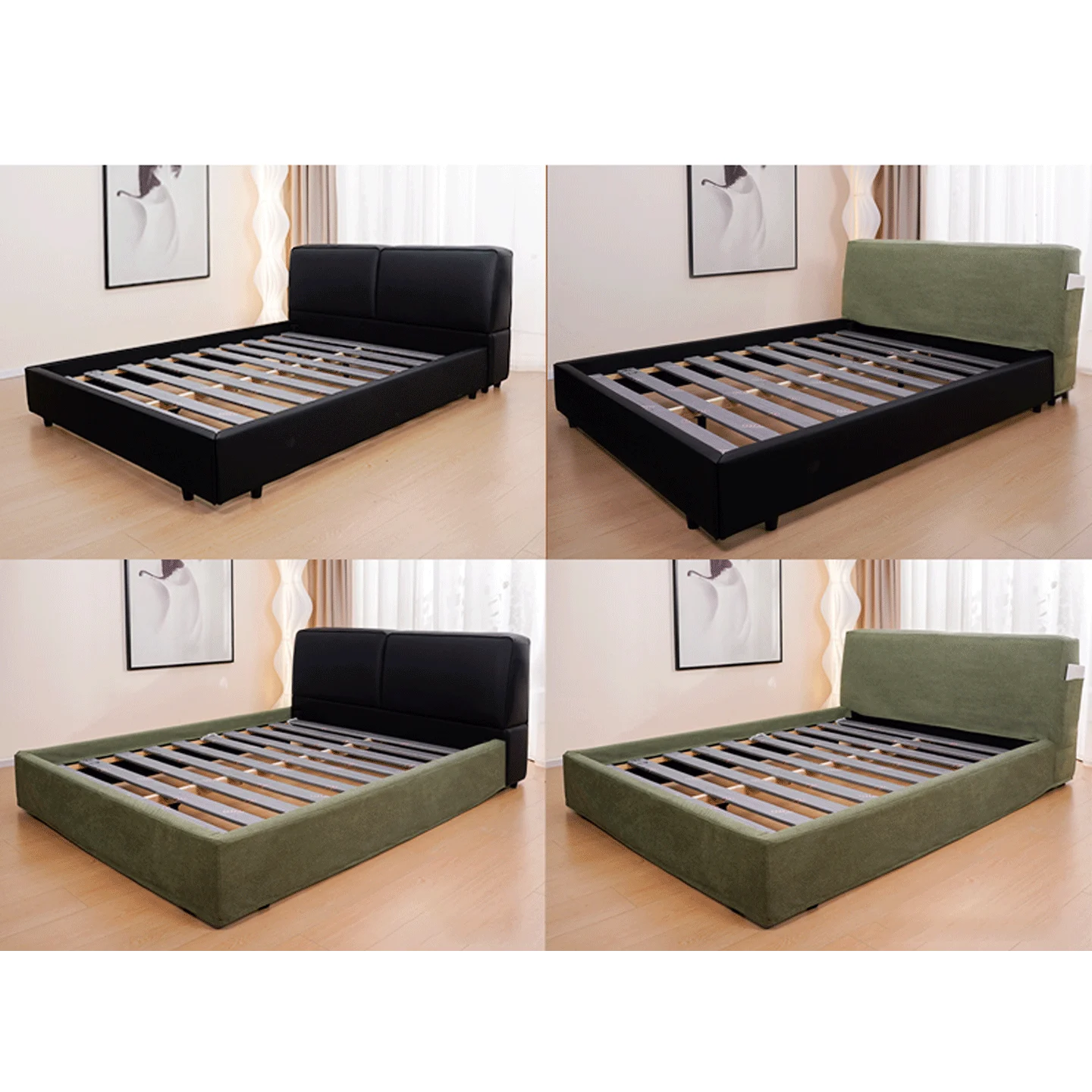Customized Bed + Headboard Cover | Marlowe Spotted | Moss Green #1925-12