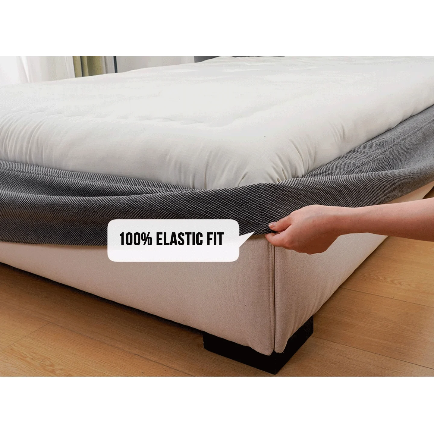 Customized Bed + Headboard Cover | Marlowe Spotted | Black and Gray #1925-01