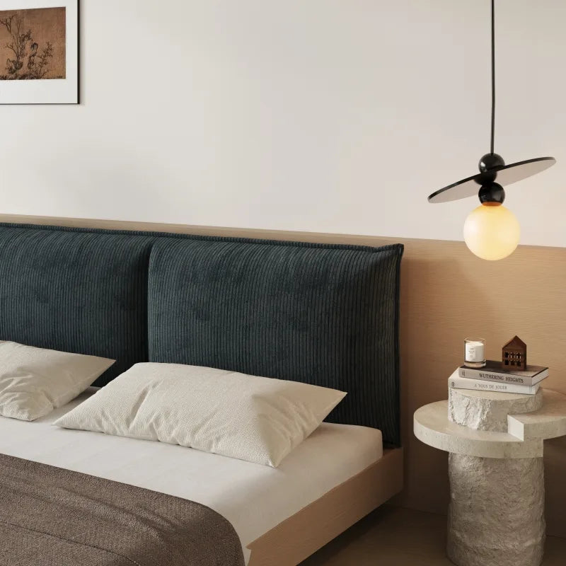 Lit plateforme rembourré + housse de tête de lit | Anthracite classique 