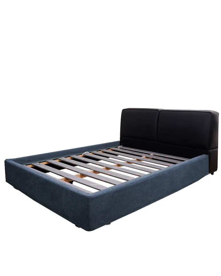 Upholstered Platform Bed + Headboard Cover | Elara Flax