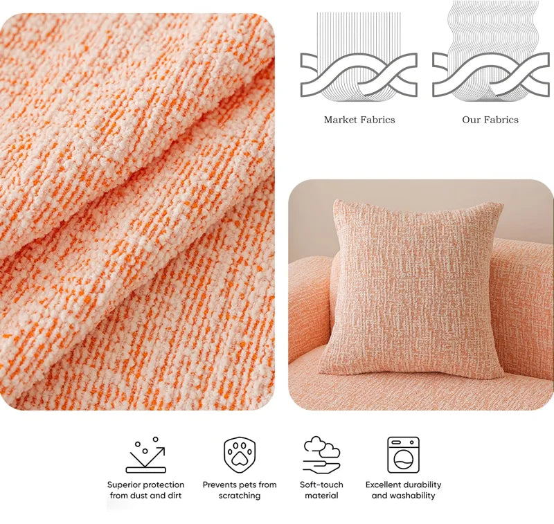Chenille Solid Woven Stretch Sofa Cover - Burnt Orange