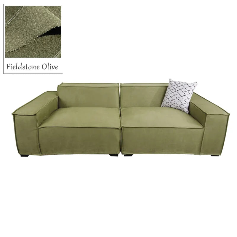 Custom Sofa Slipcover | Sienna Velour - Fieldstone Olive