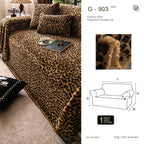 G 903 Leopard Print Plush Fleece Sofa Cover | Luxury Warm Custom Cover