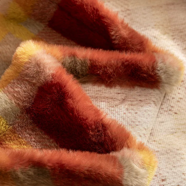 G 9016 Red Luck Grid Fur-Free Sofa Cover | Retro Plaid Custom Cover