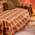 G 9016 Red Luck Grid Fur-Free Sofa Cover | Retro Plaid Custom Cover