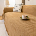 Chenille Solid Woven Stretch Sofa Blanket - Caramel