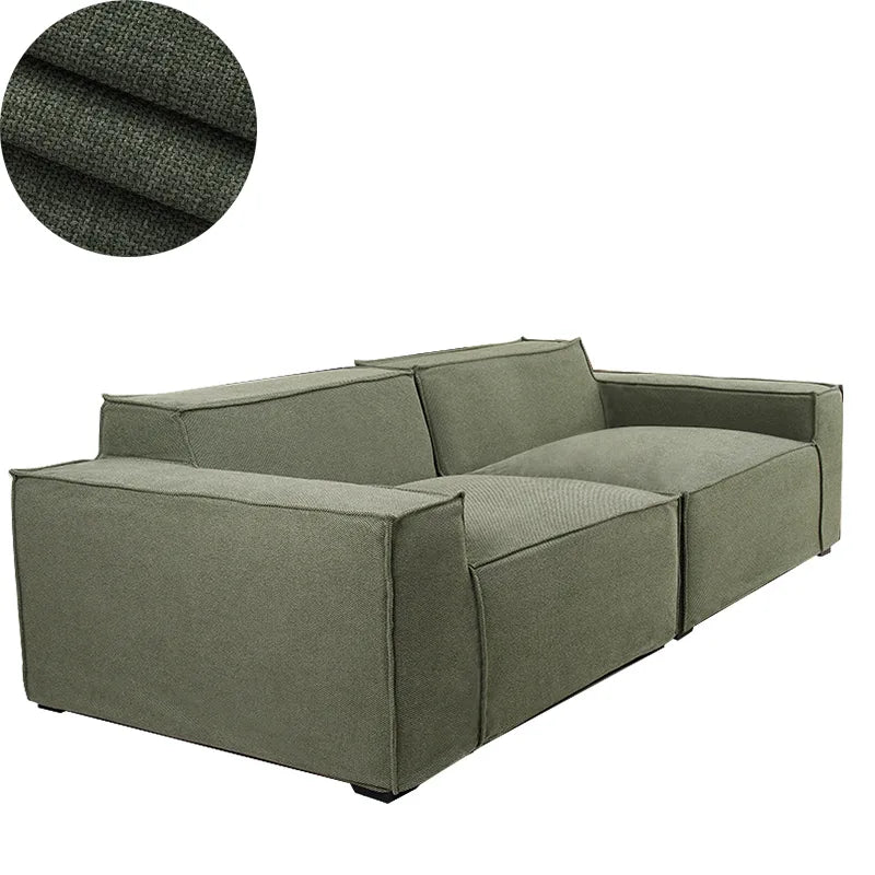 One Piece Custom Sofa Slipcover | Elara Flax- Verdant Meadow
