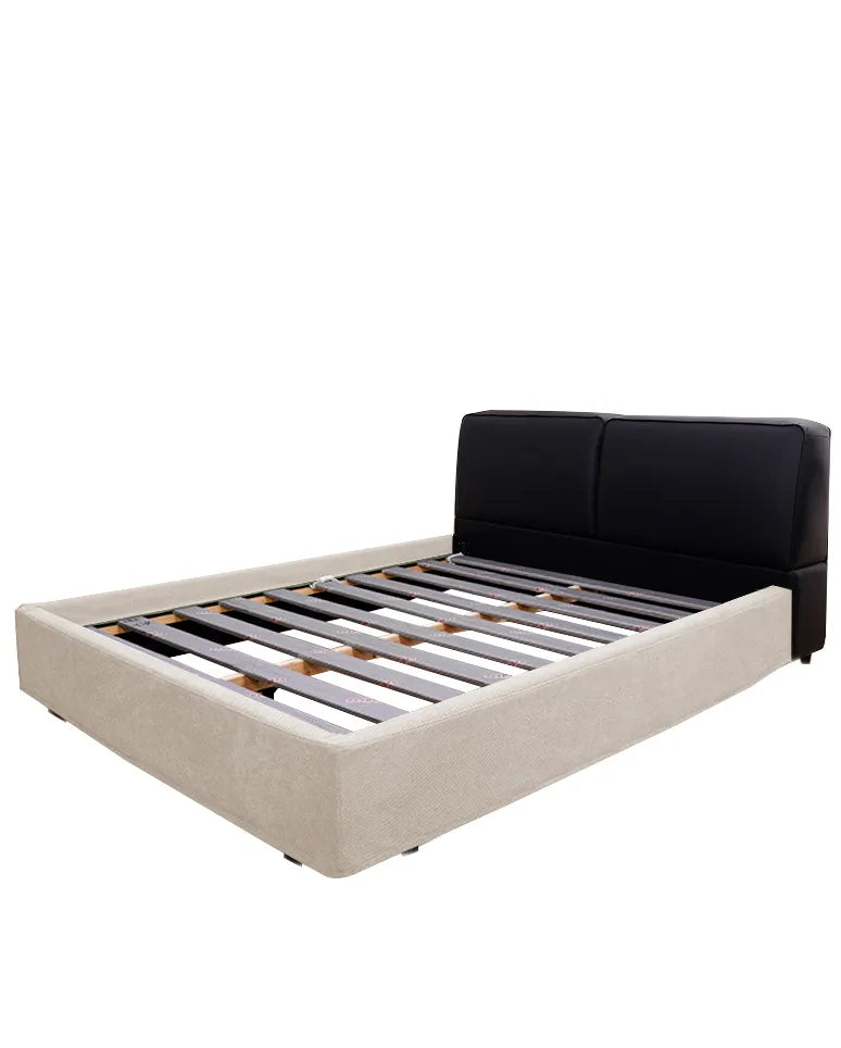Upholstered Platform Bed + Headboard Cover | Elara Flax