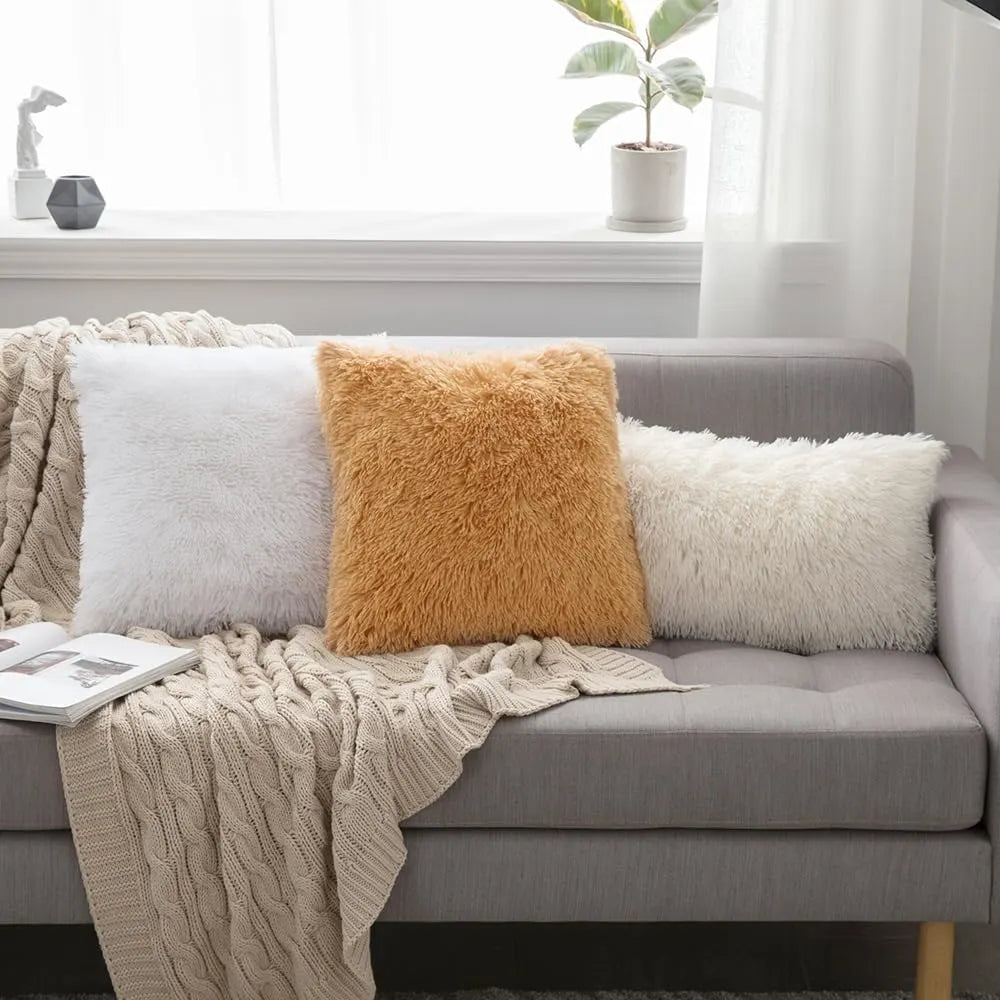 Solid Deluxe Plush Throw Pillowcase 2 Pack - White