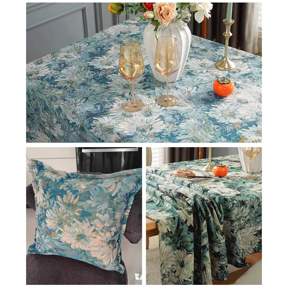 Floral Oil Painting Chenille Jacquard Upholstery Fabric | Custom Sofa