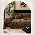 G 903 Leopard Print Plush Fleece Sofa Cover | Luxury Warm Custom Cover