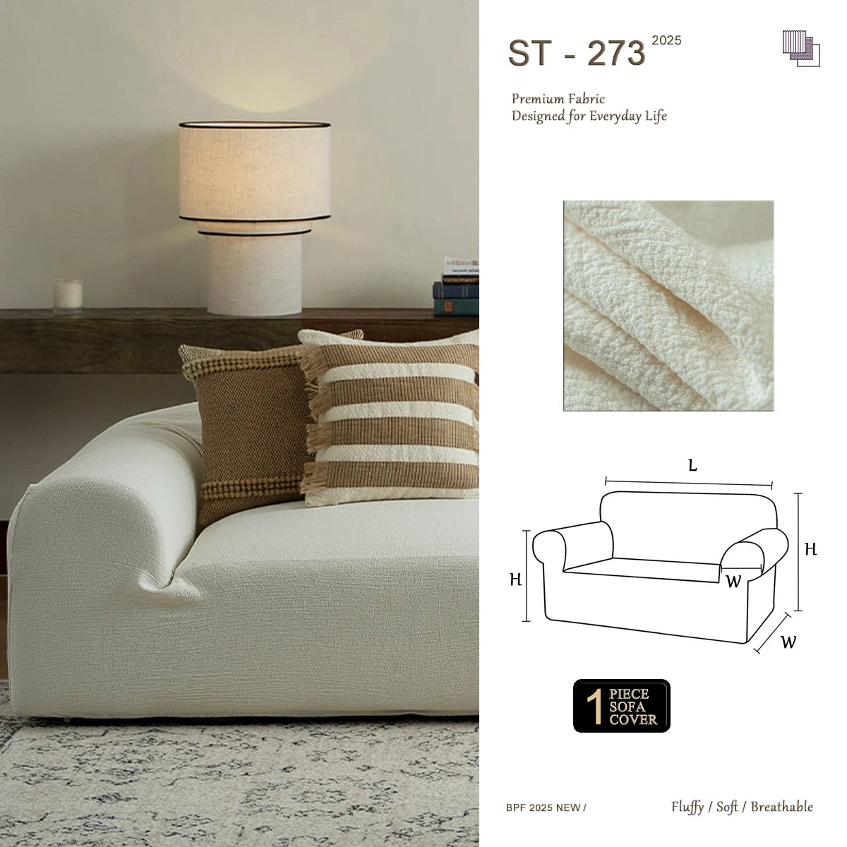 ST 273 Pure Linen Look Sofa Cover | Stretch, Cat Scratch Resistant