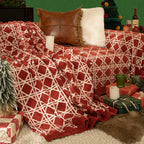 G 9017 Red Checkered Velvet Sofa Cover | Luxury Plaid Couch Cover