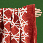 G 9017 Red Checkered Velvet Sofa Cover | Luxury Plaid Couch Cover