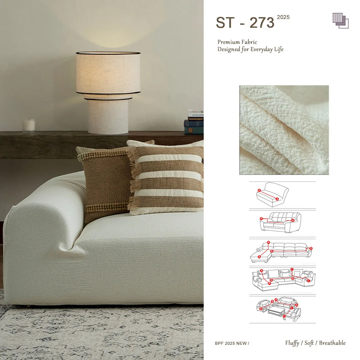 ST 273 Pure Linen Look Sofa Cover | Stretch, Cat Scratch Resistant