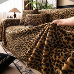 G 903 Leopard Print Plush Fleece Sofa Cover | Luxury Warm Custom Cover