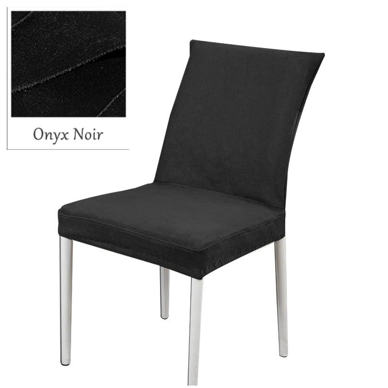 Custom Dining Chair Cover | Sienna Velour - Onyx Noir