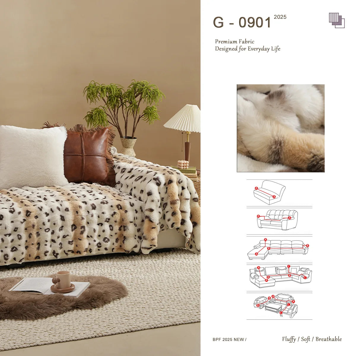 G 901 Golden Fox Faux Fur Sofa Cover | Luxury Warm Custom Cover