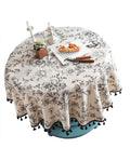Embroidered Table Cloth for Dining Table | YM·Silky French Pastoral·Tassel