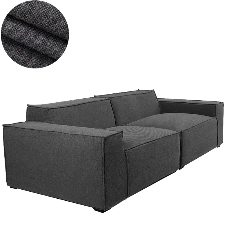One Piece Custom Sofa Slipcover | Elara Flax- Dark Gray