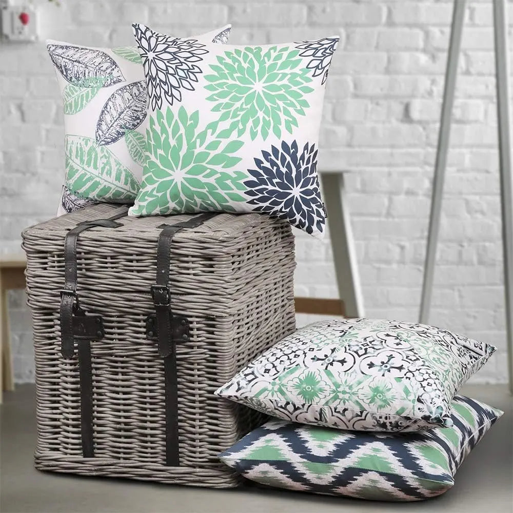 Nature Patterns Printing Throw Pillowcase 4 Pack - Cyan