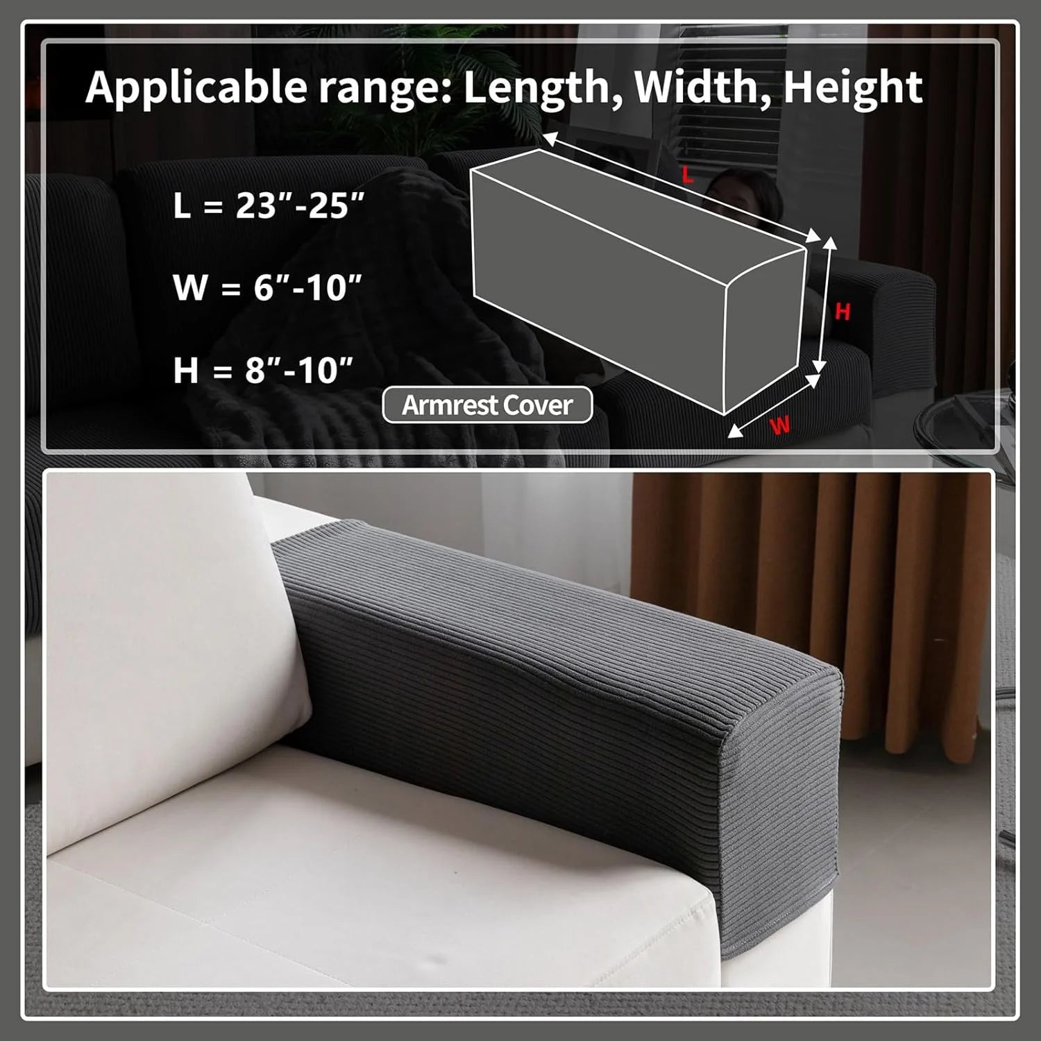 Performance Solid Striped Stretch Sofa Cushion Cover - Dark Gray