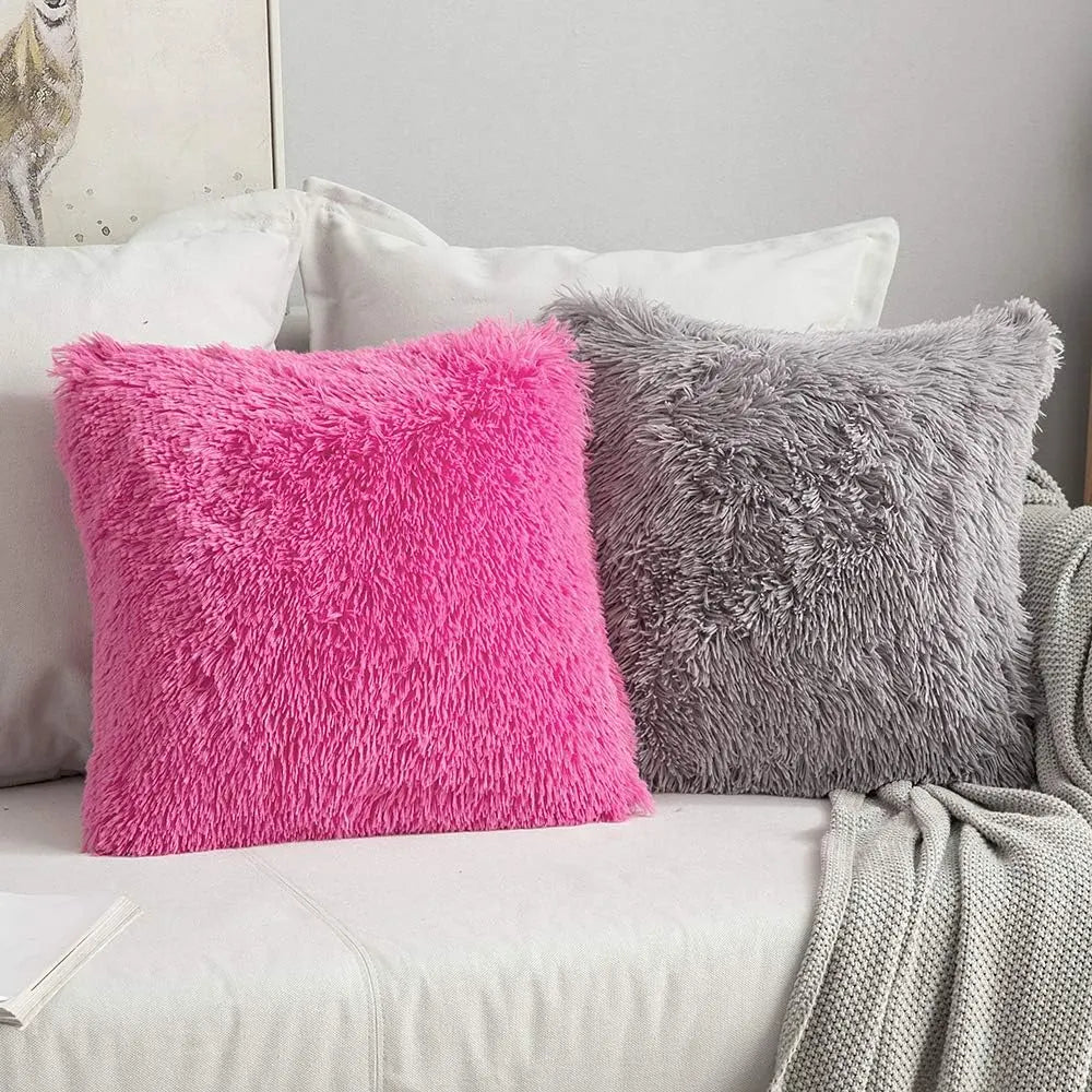 Solid Deluxe Plush Throw Pillowcase 2 Pack - Pink