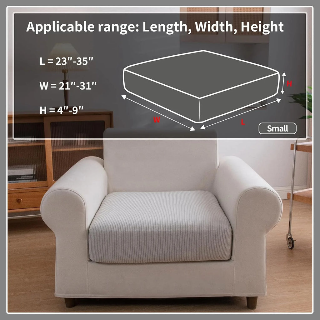 Performance Solid Striped Stretch Sofa Cushion Cover - Light Gray