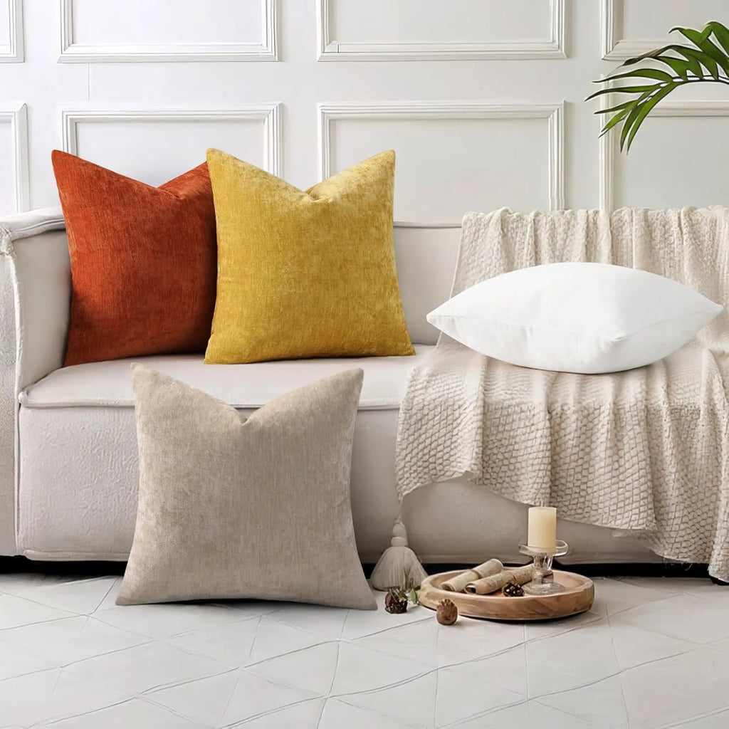 Dyed Neutral Chenille Throw Pillowcase 2 Pack - Cream White