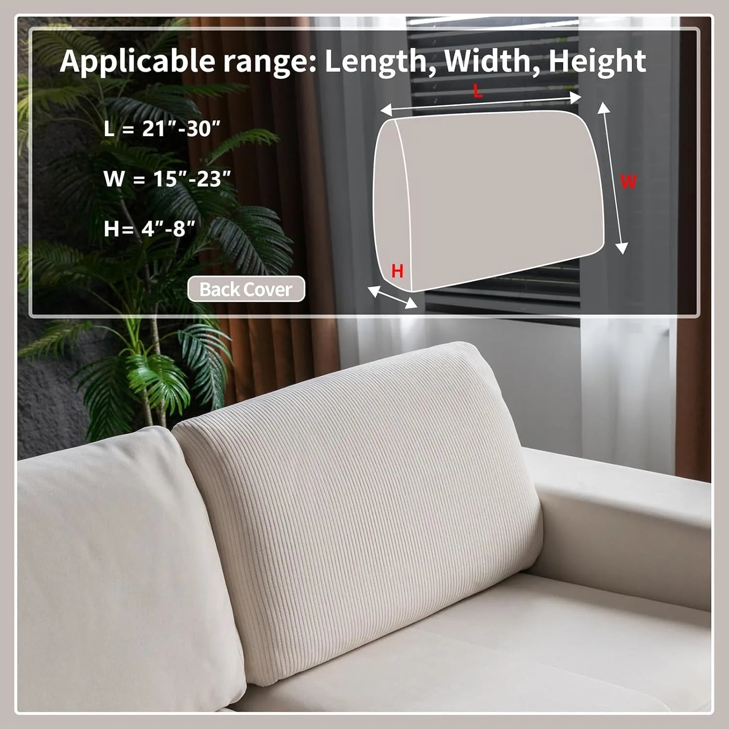 Performance Solid Striped Stretch Sofa Cushion Cover - Ivory
