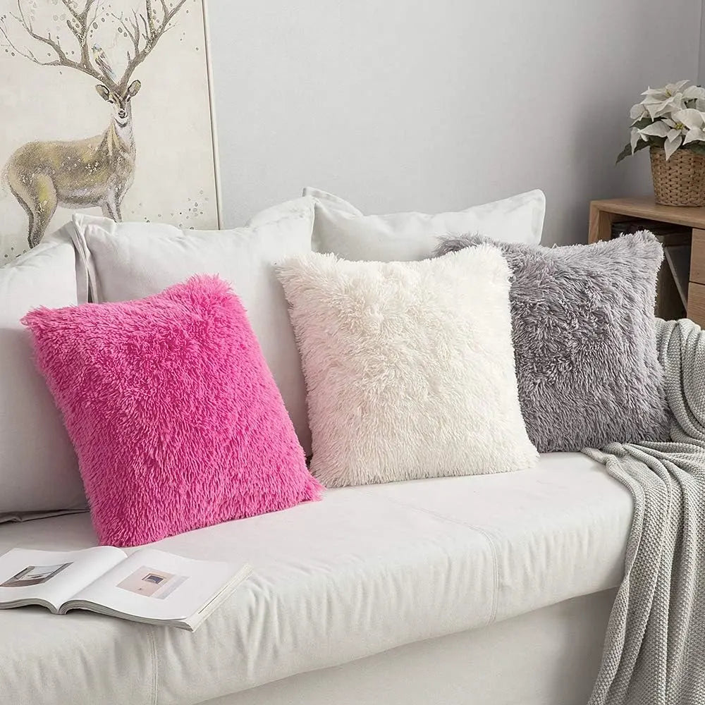 Solid Deluxe Plush Throw Pillowcase 2 Pack - Pink