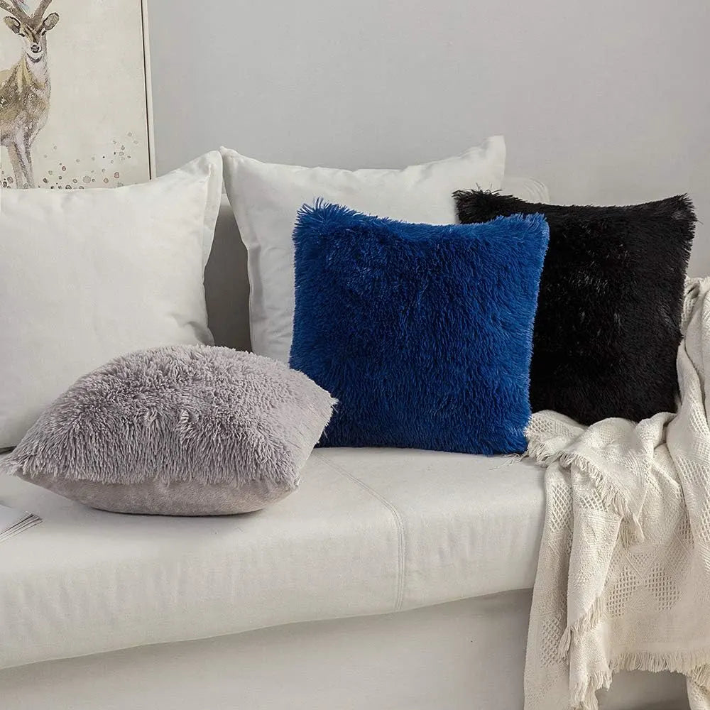 Solid Deluxe Plush Throw Pillowcase 2 Pack - Black