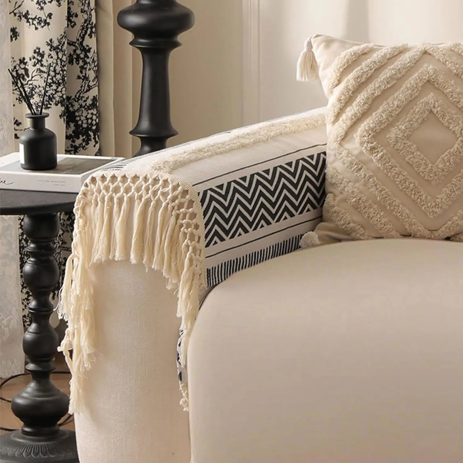 Couch Cushion Cover In Stripe Black
