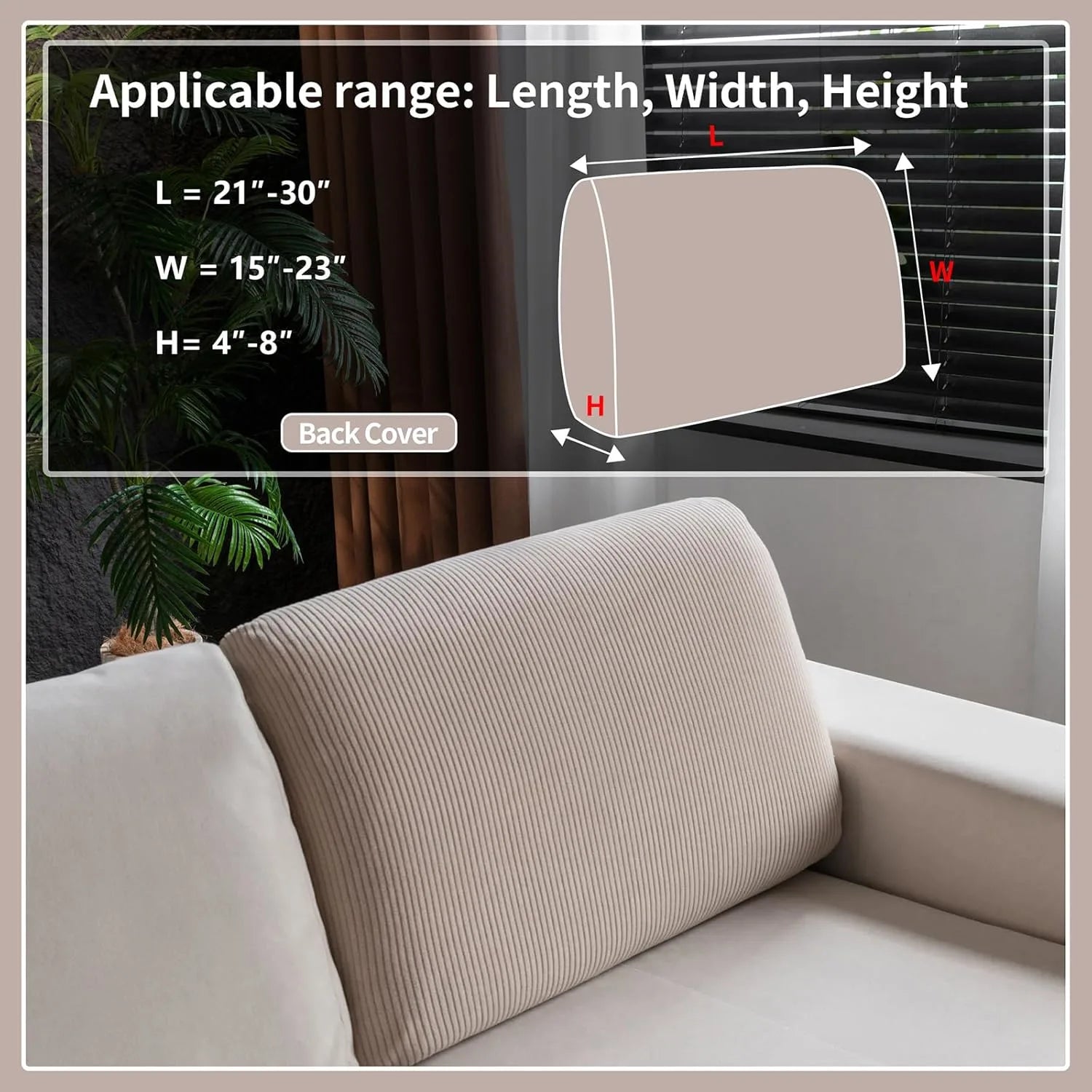 Performance Solid Striped Stretch Sofa Cushion Cover - Light Brown