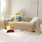 Soild Couch Cover In Tassel Khaki