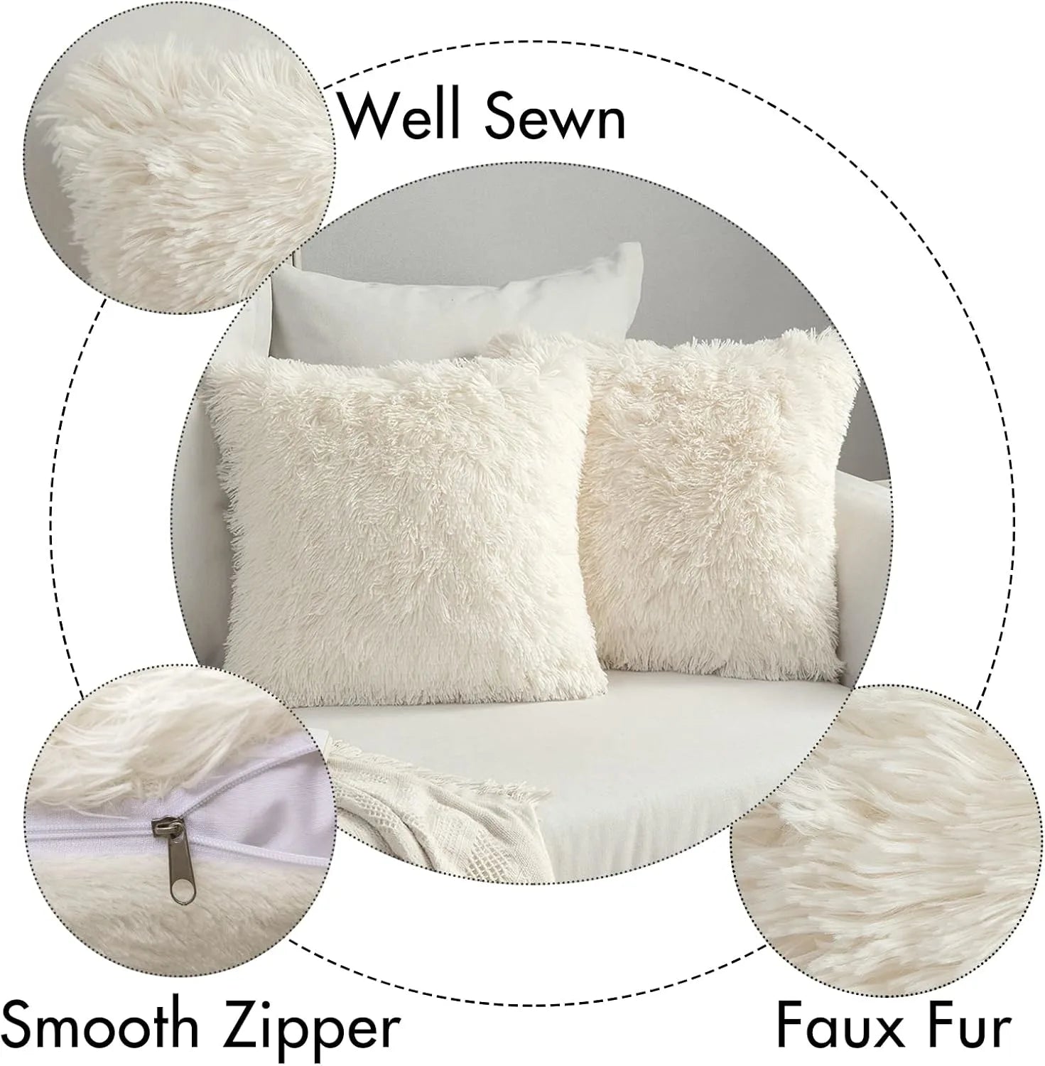 Solid Deluxe Plush Throw Pillowcase 2 Pack - Beige