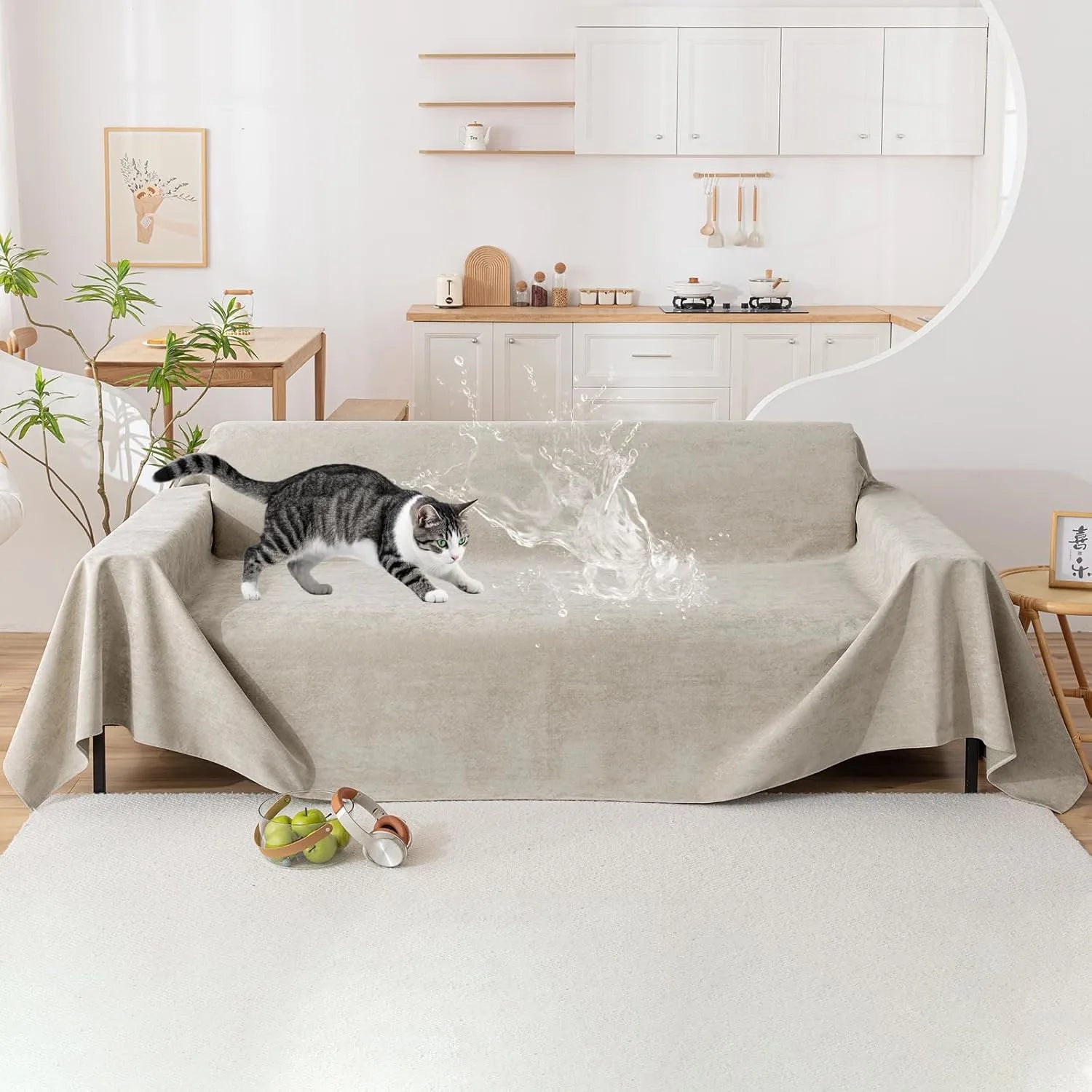 Waterproof Couch Cover In Khaki