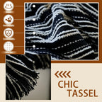 Geometric Couch Cover In Fur Black /White