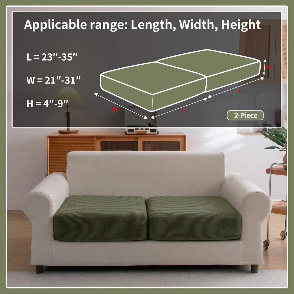 Performance Solid Striped Stretch Sofa Cushion Cover - Green