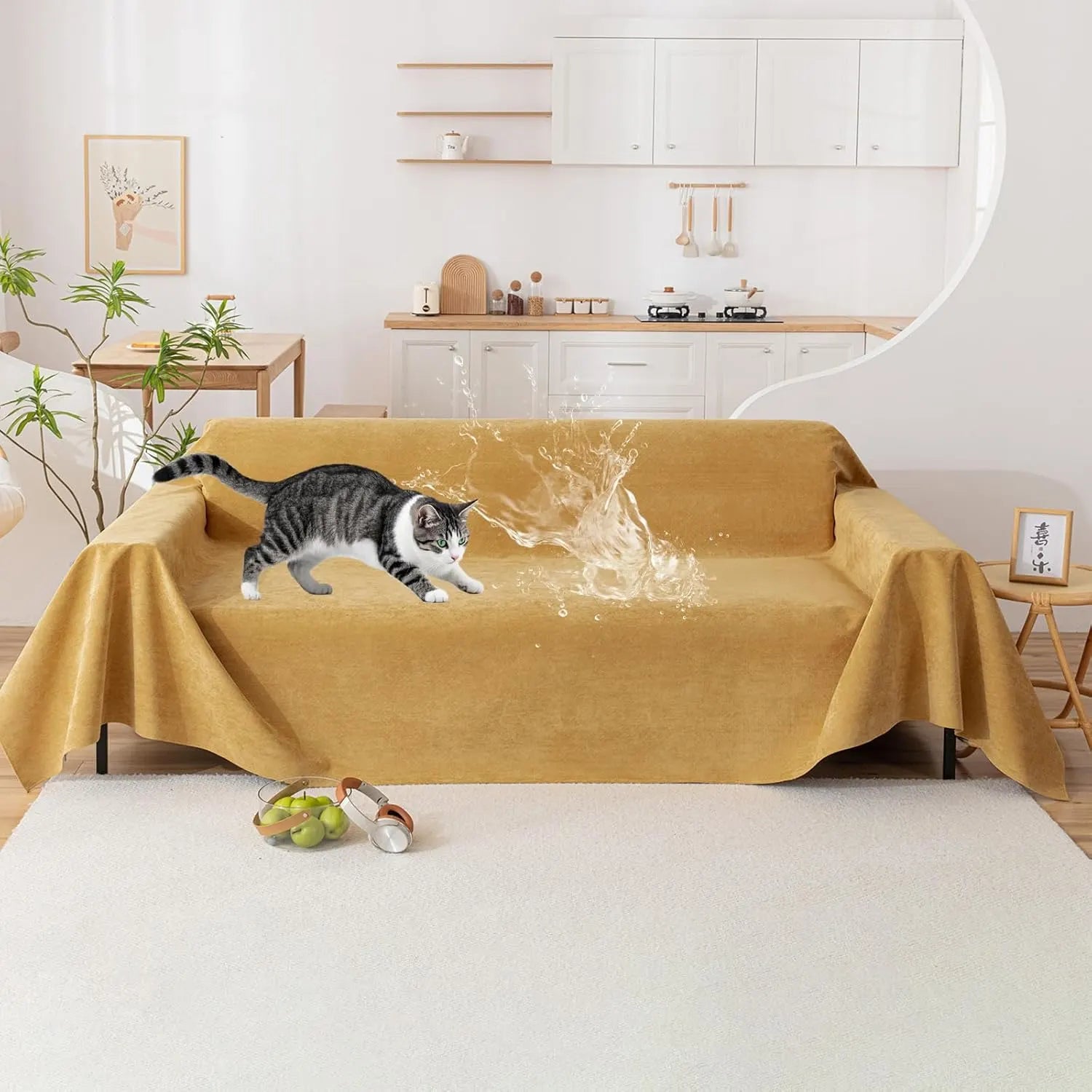 Waterproof Couch Cover In Yellow