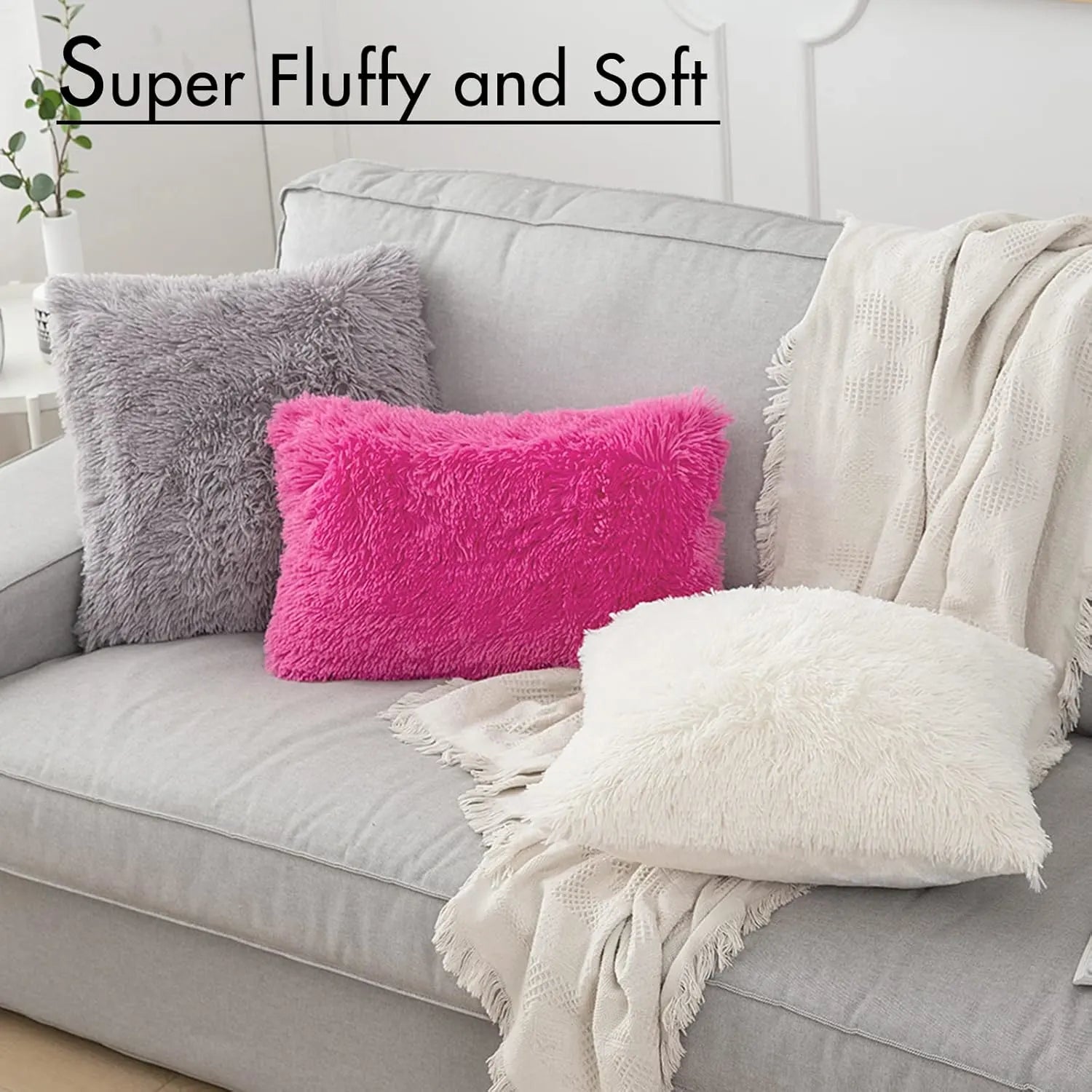Solid Deluxe Plush Throw Pillowcase 2 Pack - Pink
