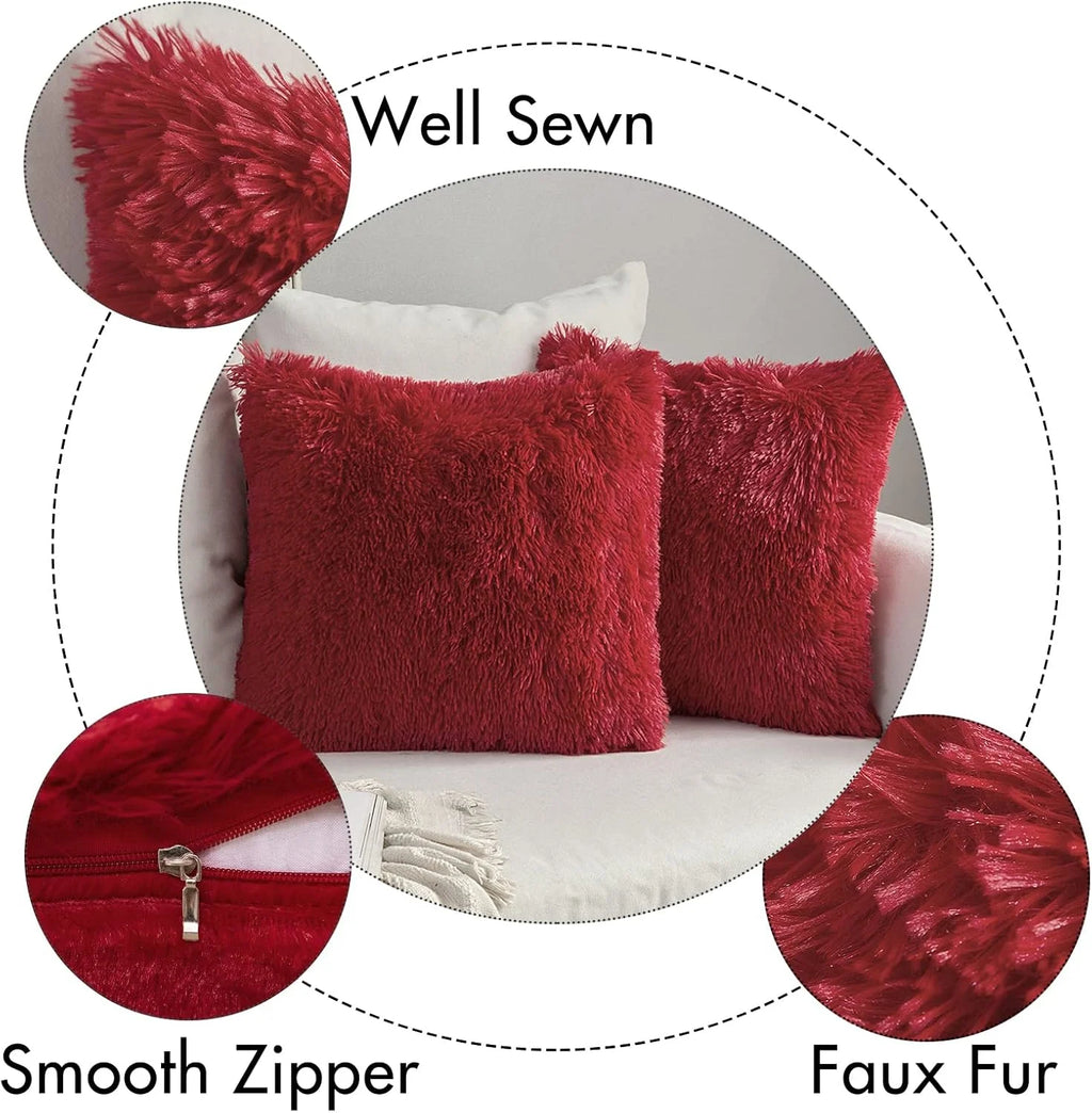 Solid Deluxe Plush Throw Pillowcase 2 Pack - Burgundy